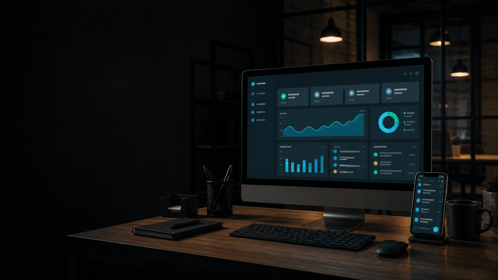 Painel do Zelyon ERP em computador e celular